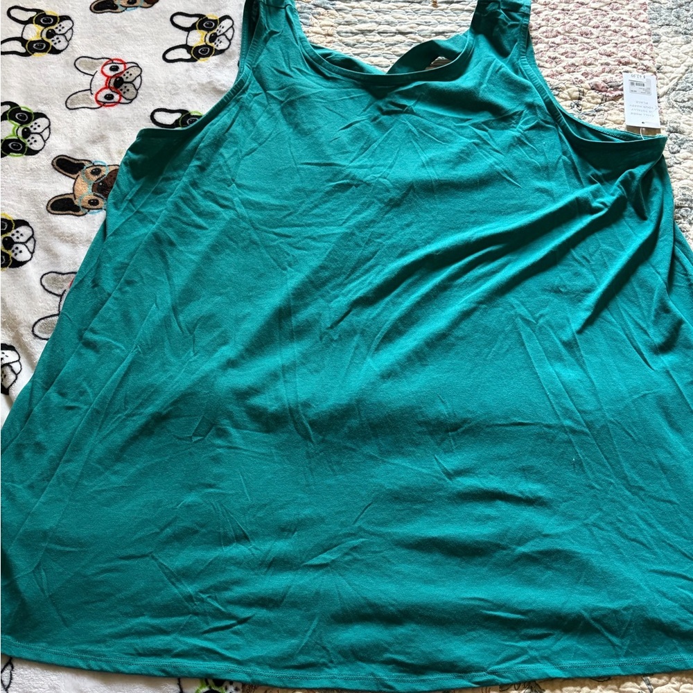 Cacique Teal Scoop Neck Tank Top